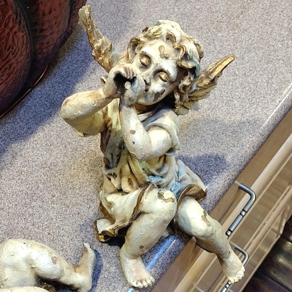 💖Vintage Toscano Boy Girl Angel Cherub Shelf Sitters - Picture 14 of 17